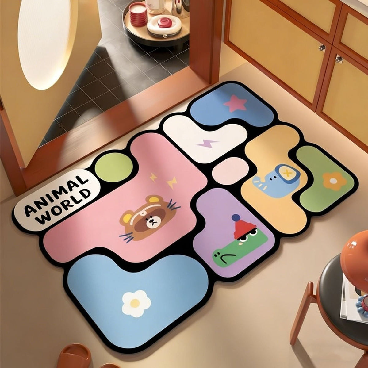 Cartoon doormat made of polyester, washable — product view 6