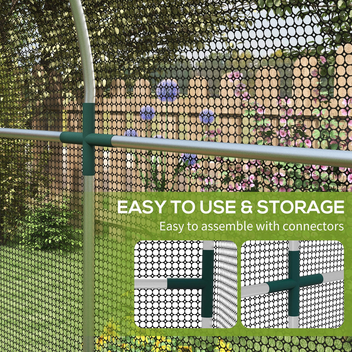 4' x 8' Crop Cage with Zippered Door, Black — product view 7