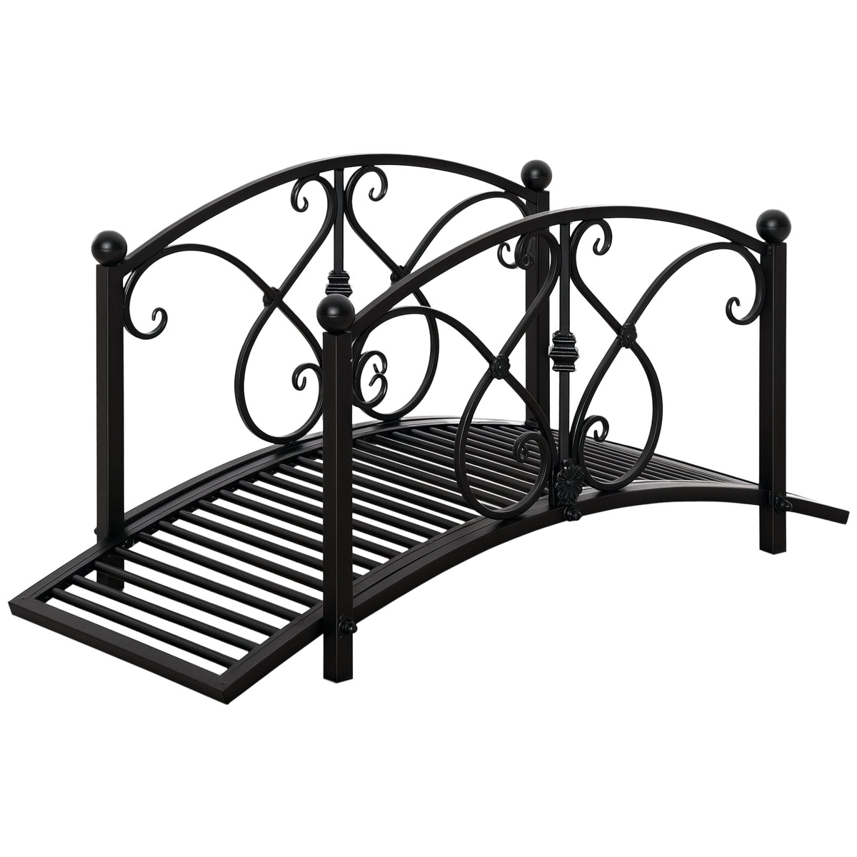 3.3FT Metal Zen Garden Bridge with Safety Siderails, Black — product view 1