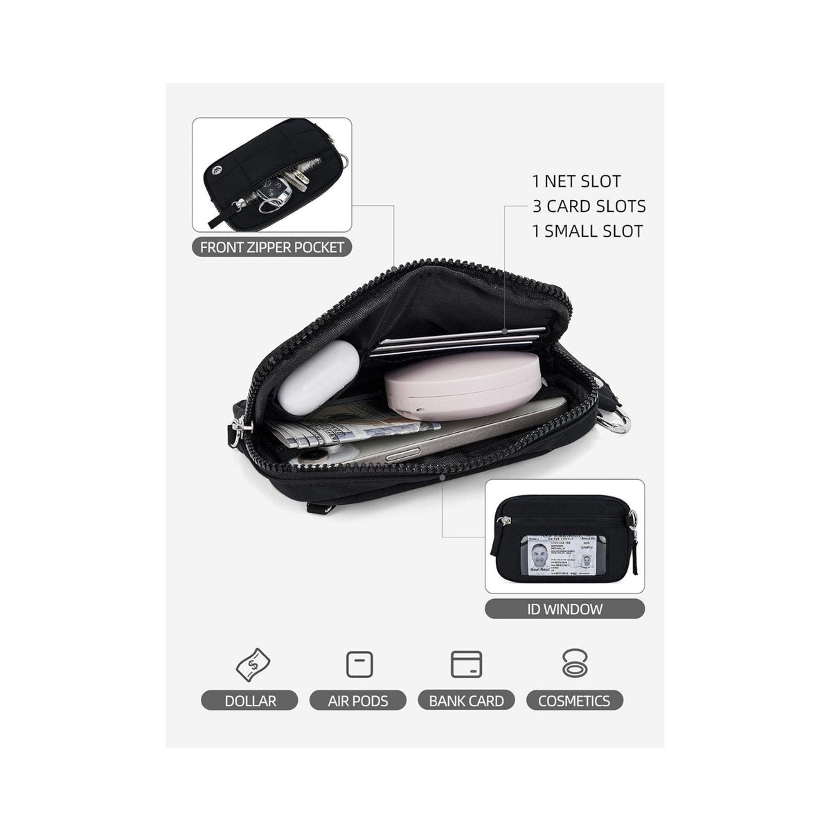LoungeYard | Stylish Nylon Wristlet Wallet with Multiple Compartments — product view 5
