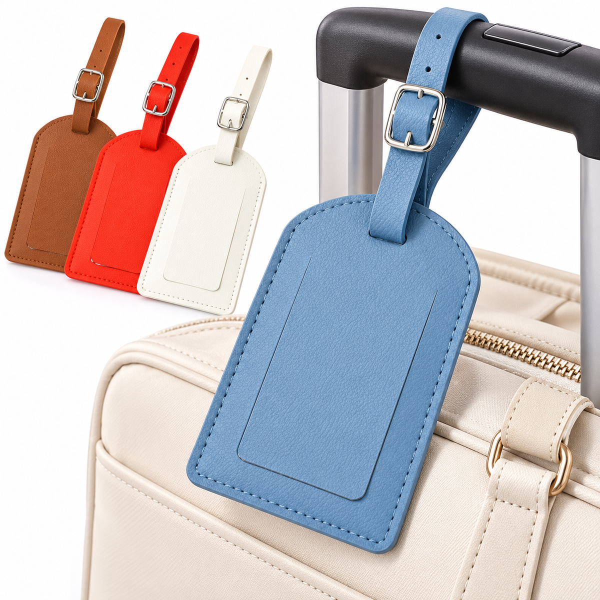 Durable Leatherette Adjustable-Buckle Luggage ID Tag with Clear Insert Pocket LoungeYard — product view 1