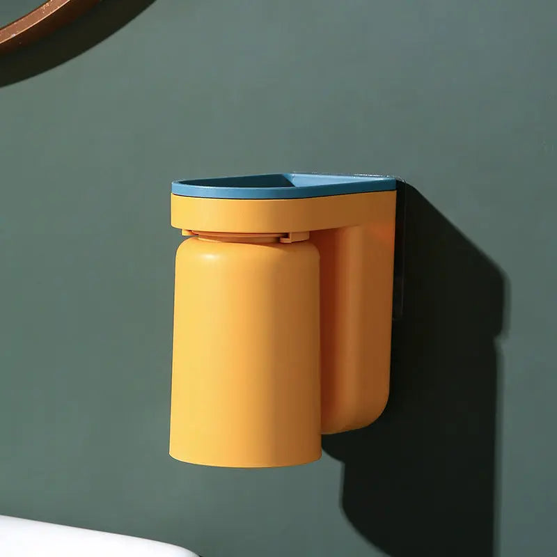 LoungeYard | Toothbrush Holder with Cup | Wall-Mounted | Self-Adhesive | ABS Plastic | 11.5×7×12.5cm — product view 7