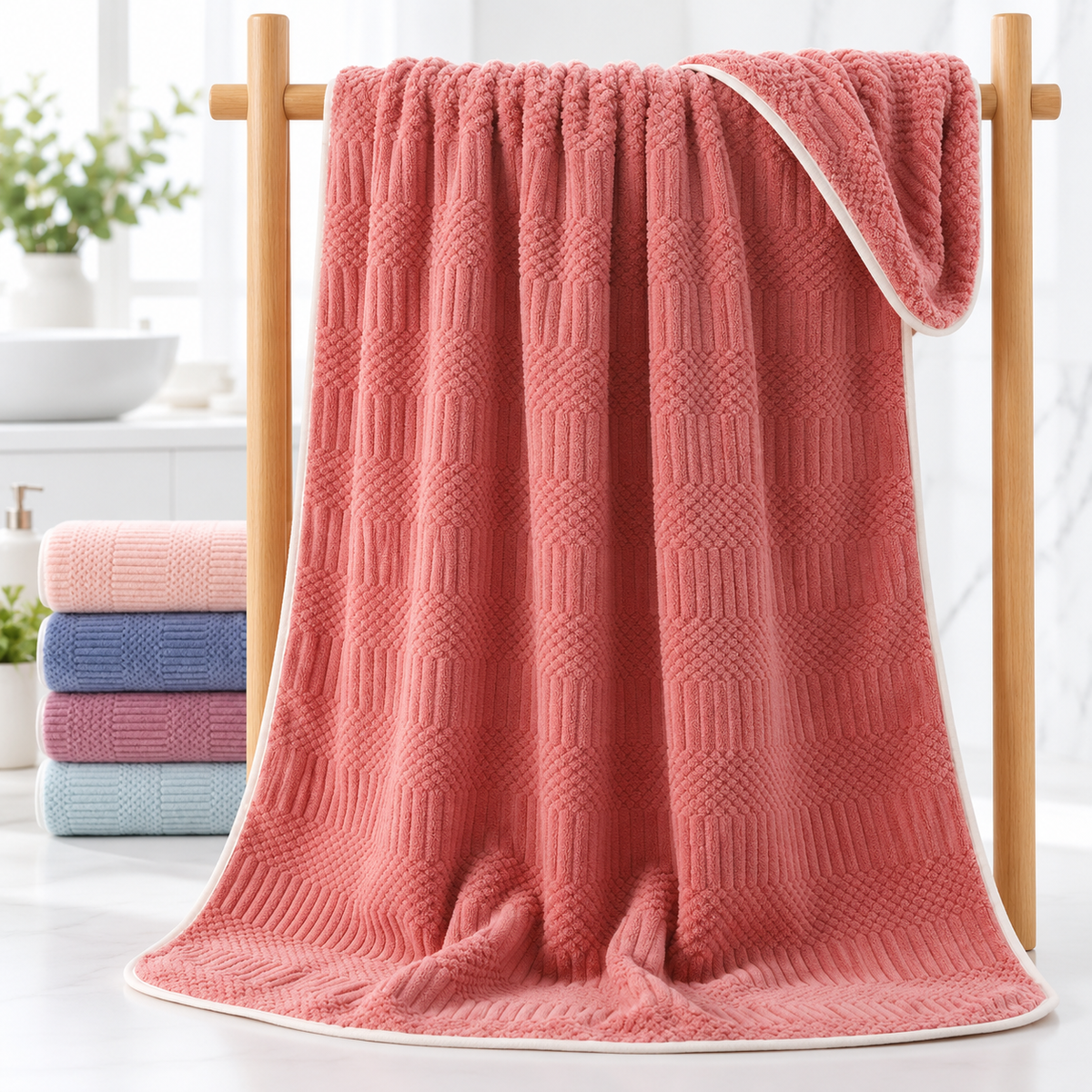 Premium Quick-Dry Microfiber Chevron Bath Sheet LoungeYard — product view 1