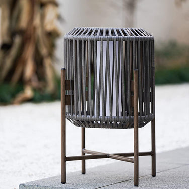 Lounge Yard 22" Resin Wicker Steel Modern Outdoor Integrated LED Solar Floor Lamp