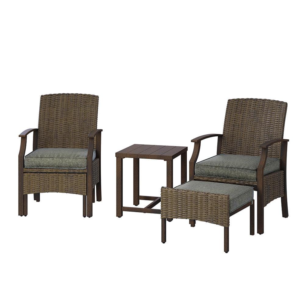 LOUNGE YARD 5 Pieces Outdoor Patio Furniture Sets Weather Resistant Wicker Outdoor Chairs with Ottomans and Coffee Tables — product view 1