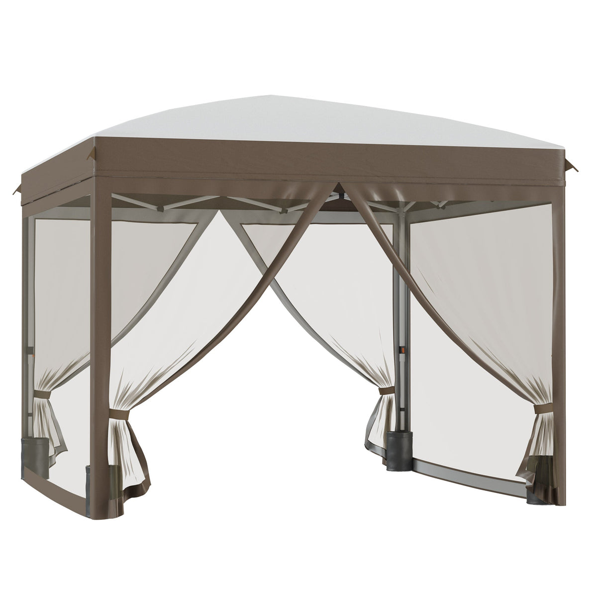10' x 10' Pop Up Canopy Tent with Netting, Cream — product view 1