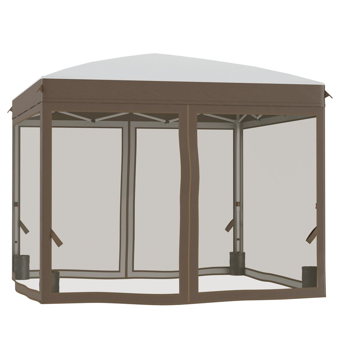 10' x 10' Pop Up Canopy Tent with Netting, Cream — product view 2