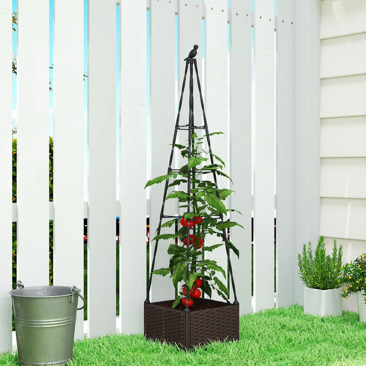 Self Watering Raised Garden Bed with Trellis, 40 x 40 x 175 cm — product view 3