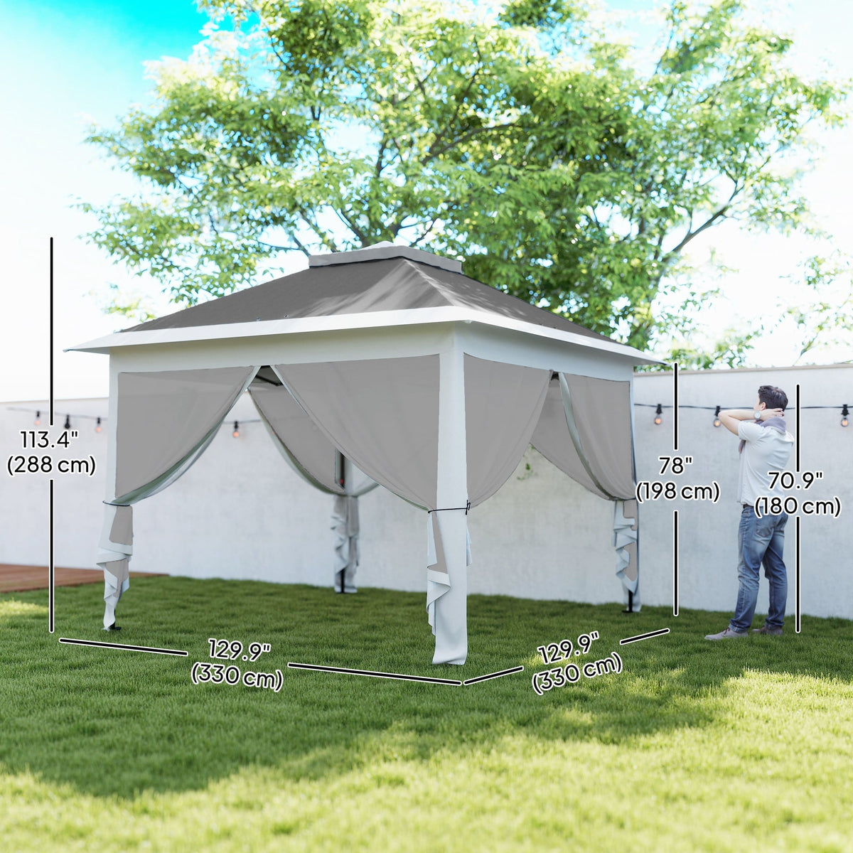 11' x 11' Pop Up Canopy with Double Roof and Mesh Sidewalls, Dark Grey — product view 5