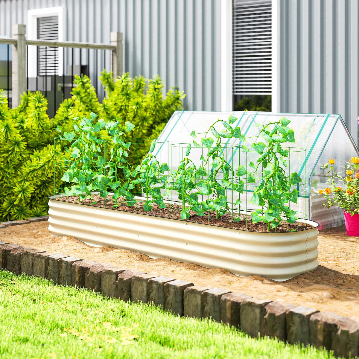 8' x 2' x 1' Galvanized Raised Garden Bed Kit, Cream — product view 3