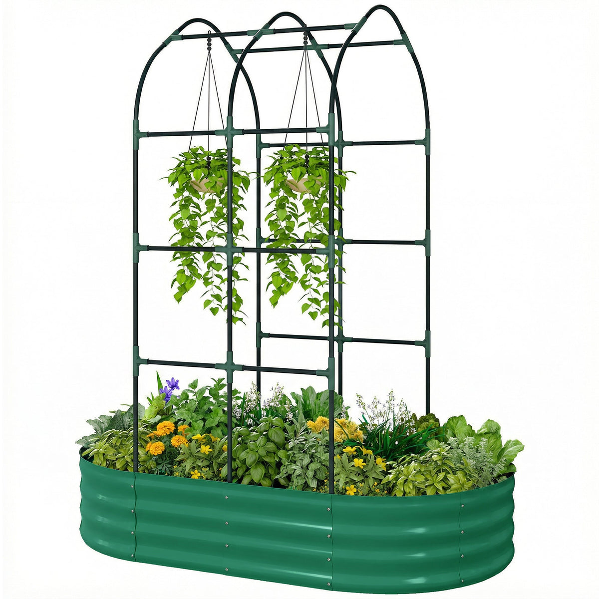 Galvanised Raised Garden Bed with Arched Trellis for Vegetables & Flowers — product view 2