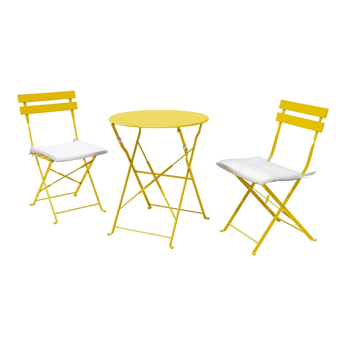 LOUNGE YARD Premium Steel Patio Bistro Set with Cushion 3 Piece Patio Set of Foldable Patio Table and Chairs — product view 5
