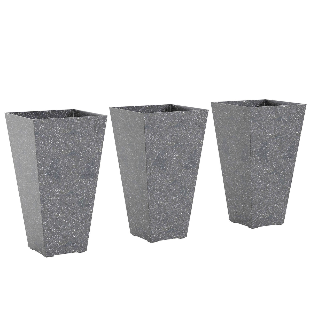 3-Piece 28" Tall Planters with Drainage Holes, Gray — product view 2