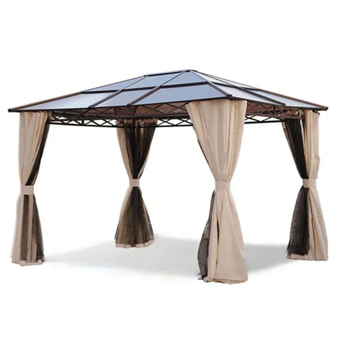 LOUNGE YARD 10x12 FT Hardtop Gazebo with Netting and Curtains - Metal Aluminum Frame — product view 1