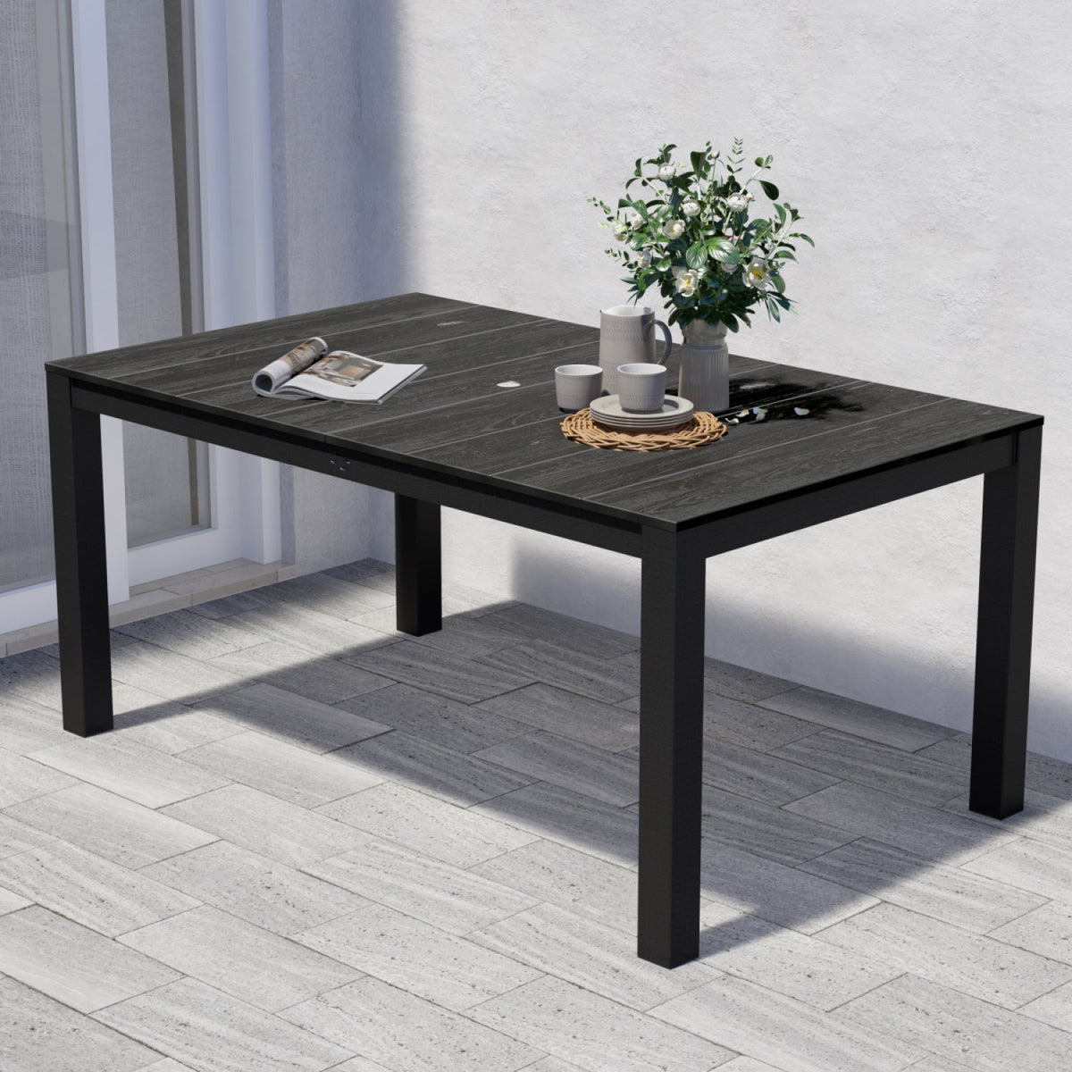 CULLMAN ALU./STEEL K.D. DINING TABLE 160X96.5CM — product view 1