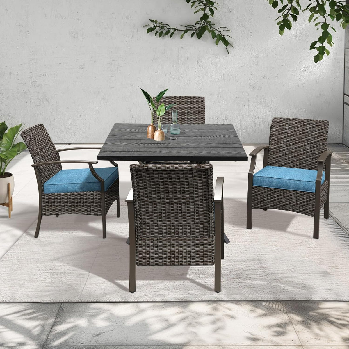 LOUNGE YARD Outdoor Dinning Sets, Traditional Weather-Resistant Wicker Patio Furniture Sets — product view 1