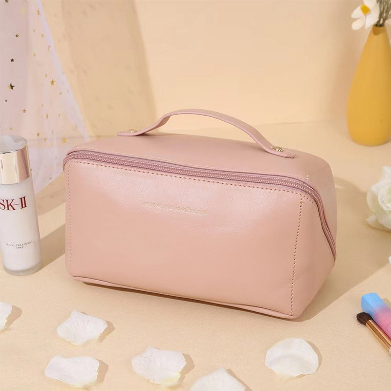 Large Travel Cosmetic Bag with Double-Layer Storage and Water-Resistant PU Leather — product view 1