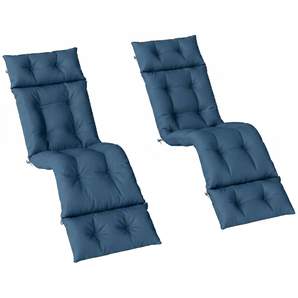190x56x10cm Sun Lounger Cushions Set of 2 with 6 Ties, Thick 220gsm, Navy Blue — product view 2