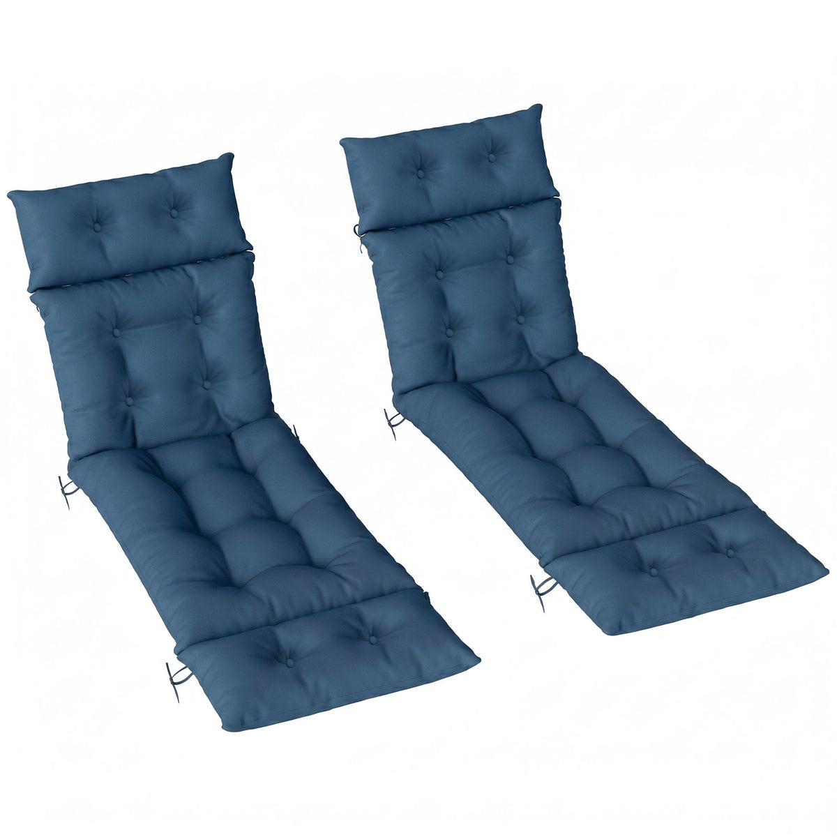 190x56x10cm Sun Lounger Cushions Set of 2 with 6 Ties, Thick 220gsm, Navy Blue — product view 1
