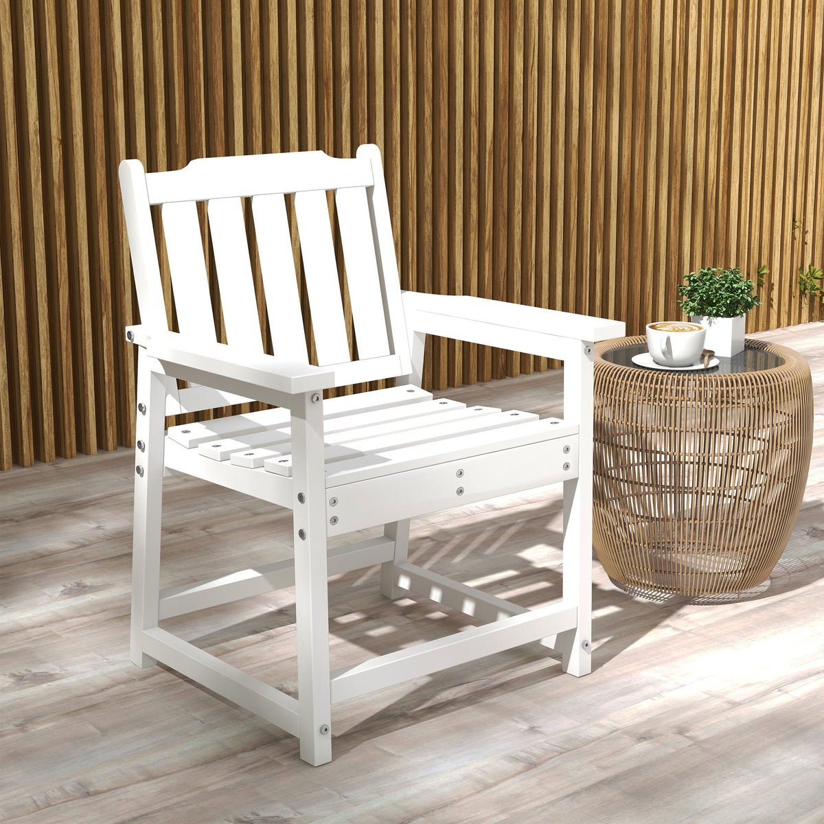 HDPE All-Weather Patio Dining Chair for Garden, Backyard, Deck, Porch, Lawn, White — product view 3