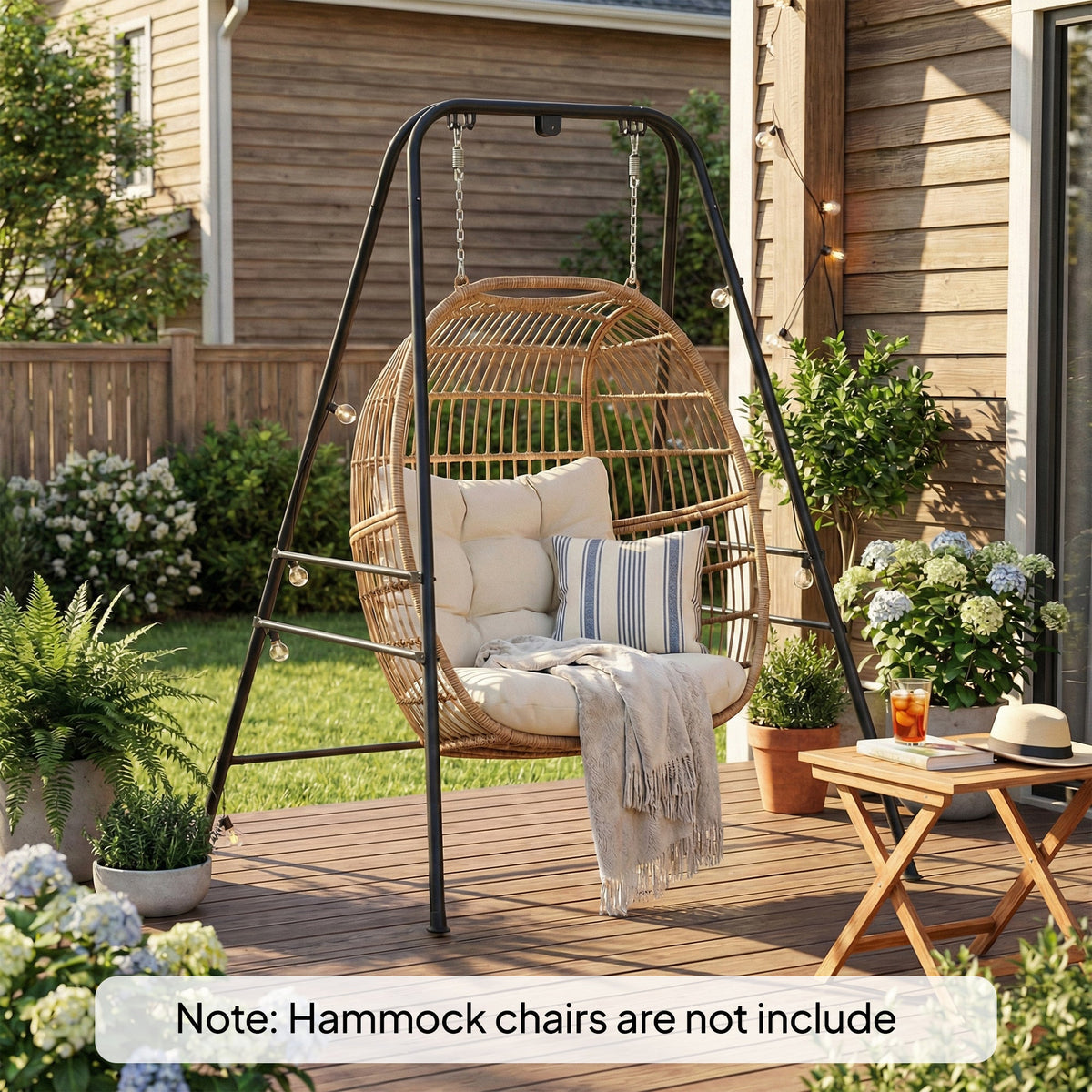 Hammock Chair Stand with Anti-Slip Pads and 2 Carabiners, Black — product view 4