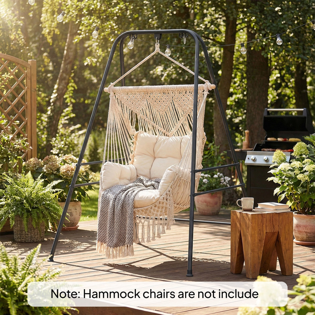 Hammock Chair Stand with Anti-Slip Pads and 2 Carabiners, Black — product view 3