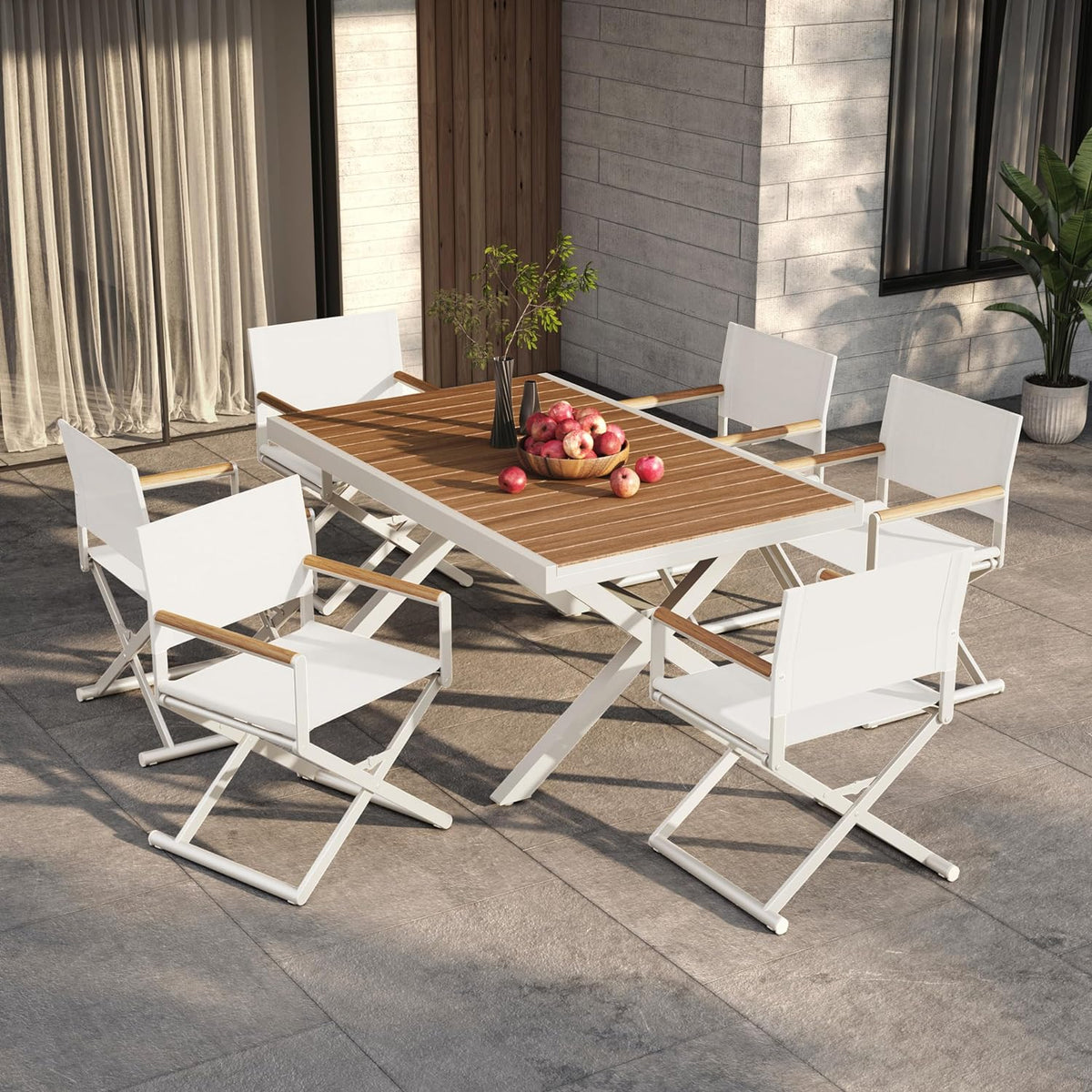 LOUNGE YARD Outdoor Dining Set, Extendable Table with Extra-Wide Foldable Chairs — product view 1