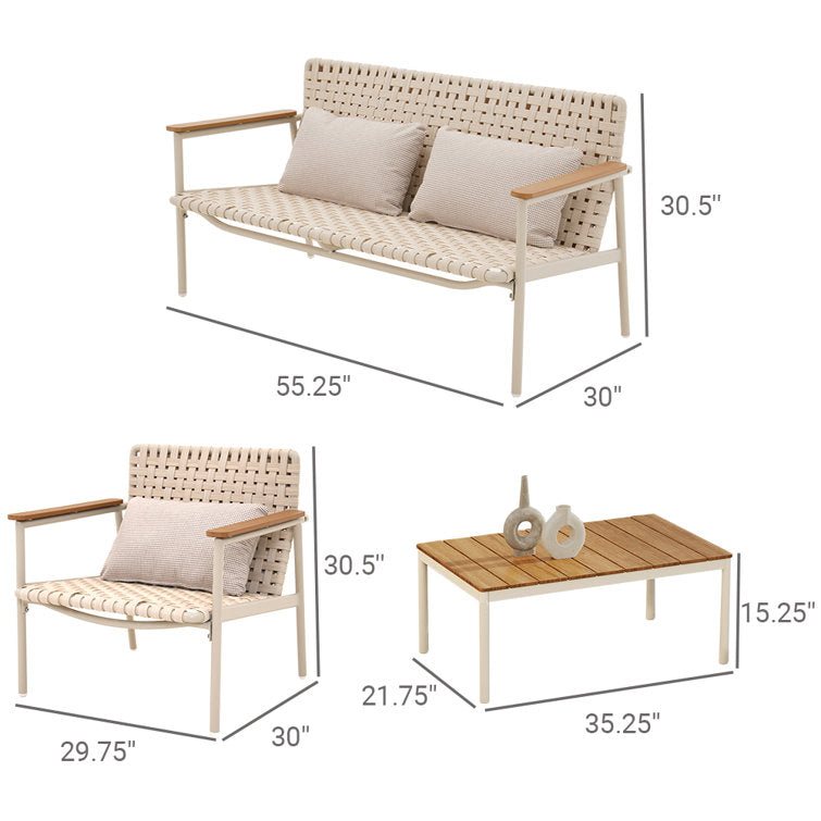 LOUNGE YARD 4-Seat Conversation Sofa Set, Kennae Wicker Outdoor Patio Furniture with Cushions — product view 7