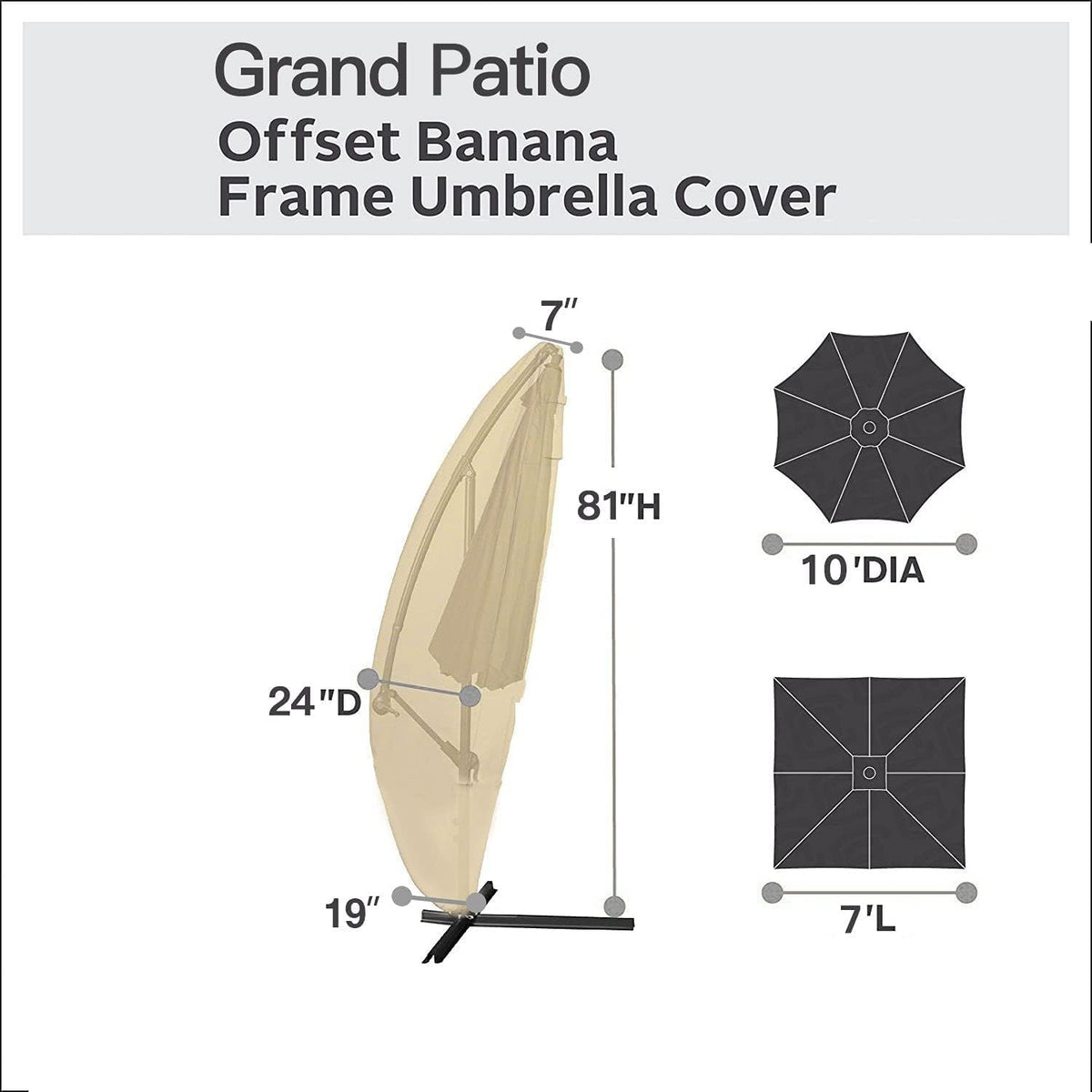 LOUNGE YARD Deluxe Cantilever Umbrella Cover for 9 to 12 FT Offset Umbrella, 10×13 FT Offset Umbrella, Banana Style Patio Umbrella Cover — product view 2