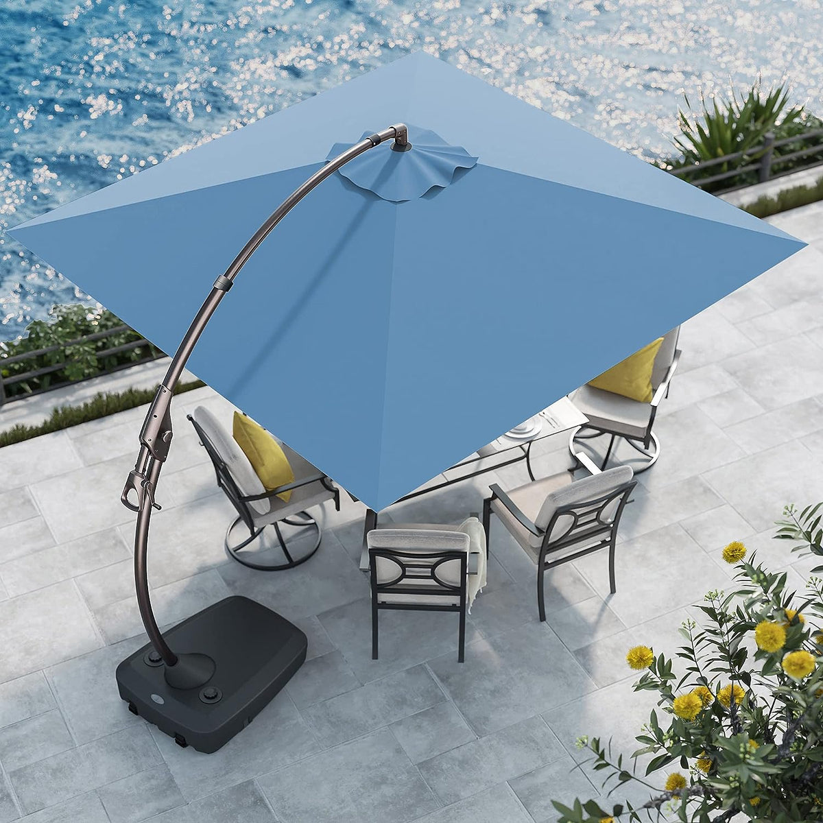 LOUNGE YARD 10X10 FT Sunbrella Cantilever Umbrella with Base and Umbrella Cover,  Square Aluminum Patio Umbrella — product view 7