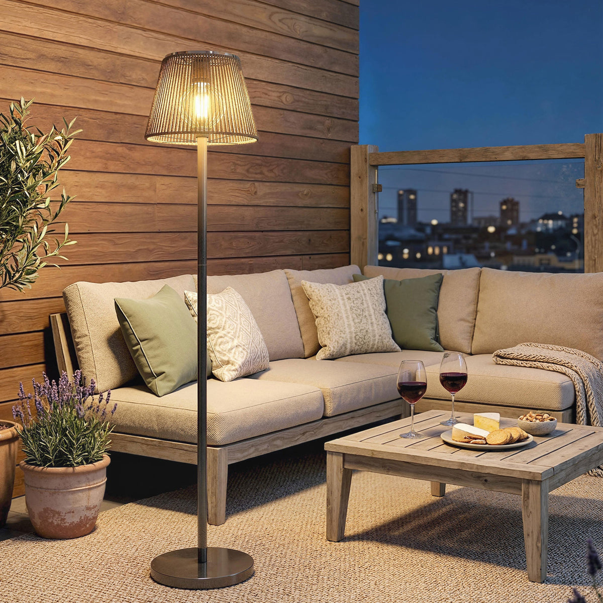Outdoor Solar Floor Lamp with Light Sensor, Adjustable Height, Black — product view 3