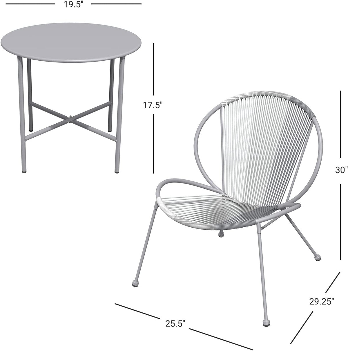 LOUNGE YARD 3 Piece Acapulco Steel Woven Rope Bistro Set  with Coffee Table — product view 6
