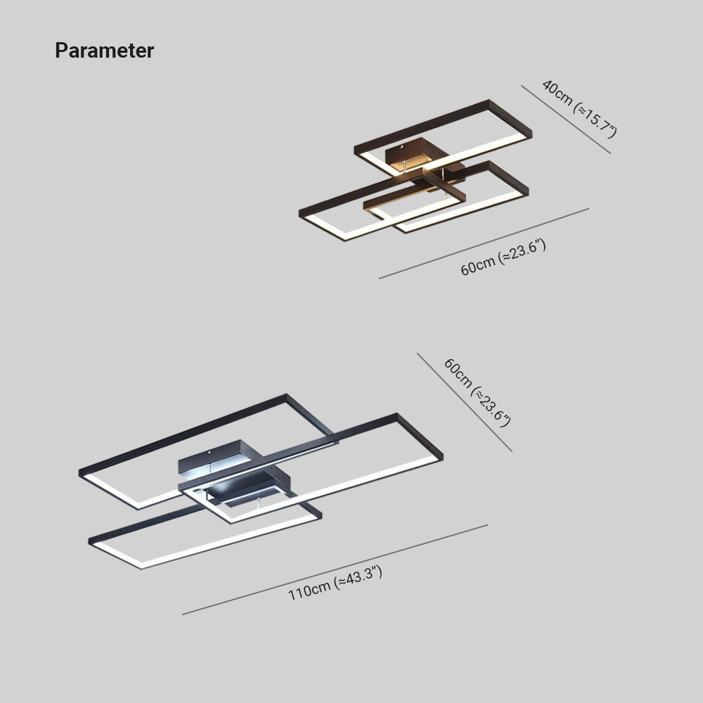 Arisha Rectangular Flush Mount Ceiling Light, 2 Colour — product view 6