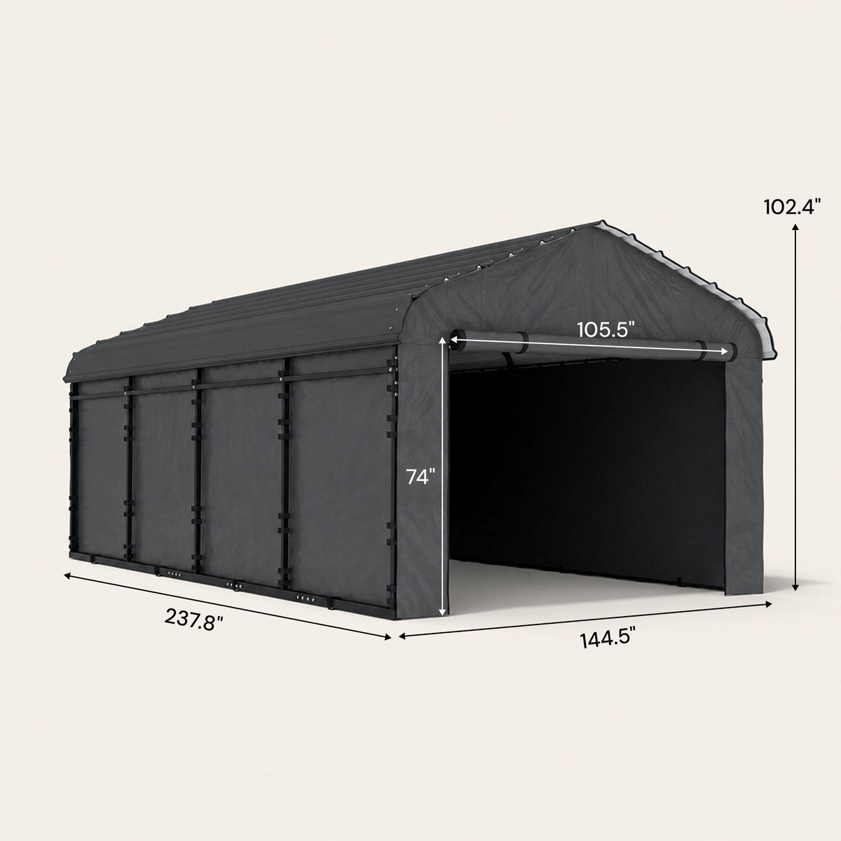 Onward 12' x 20' Heavy Duty Metal Carport with Galvanized Roof & Removable Sidewalls — product view 5