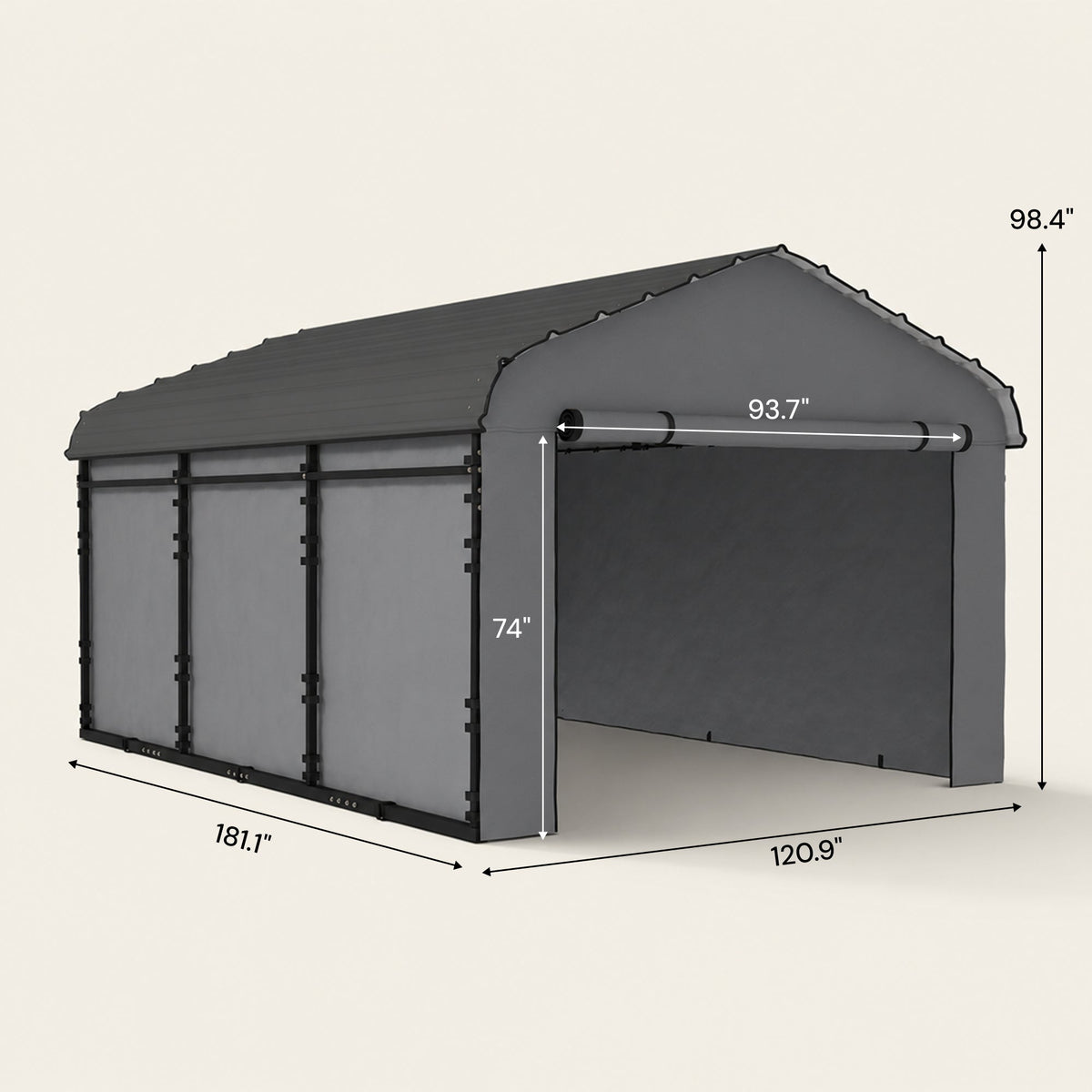 Onward 10' x 15' Heavy Duty Metal Carport with Galvanized Roof & Removable Sidewalls — product view 5