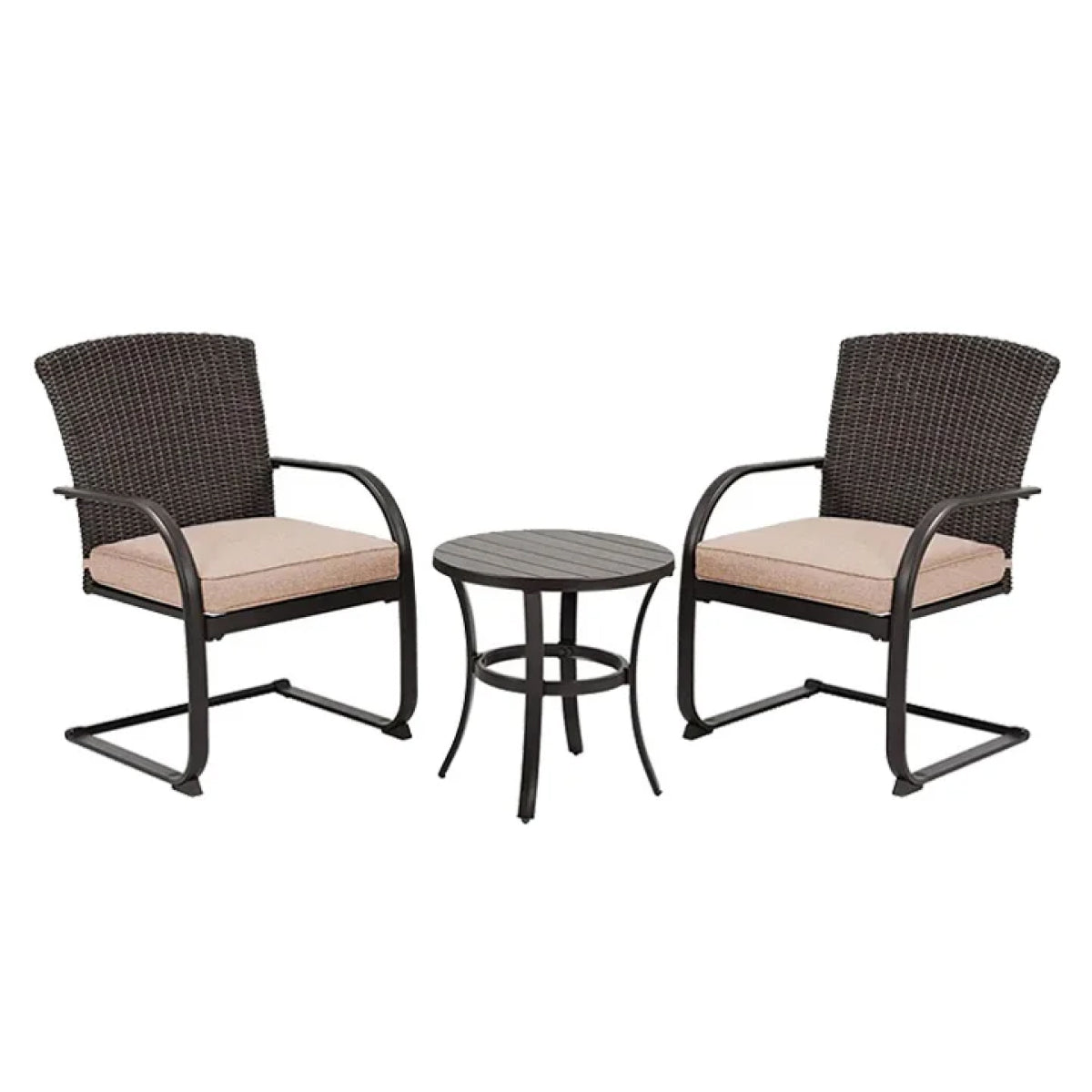 LOUNGE YARD Dining Wicker Chair Set, Steel Frame Chair with Cushion — product view 4
