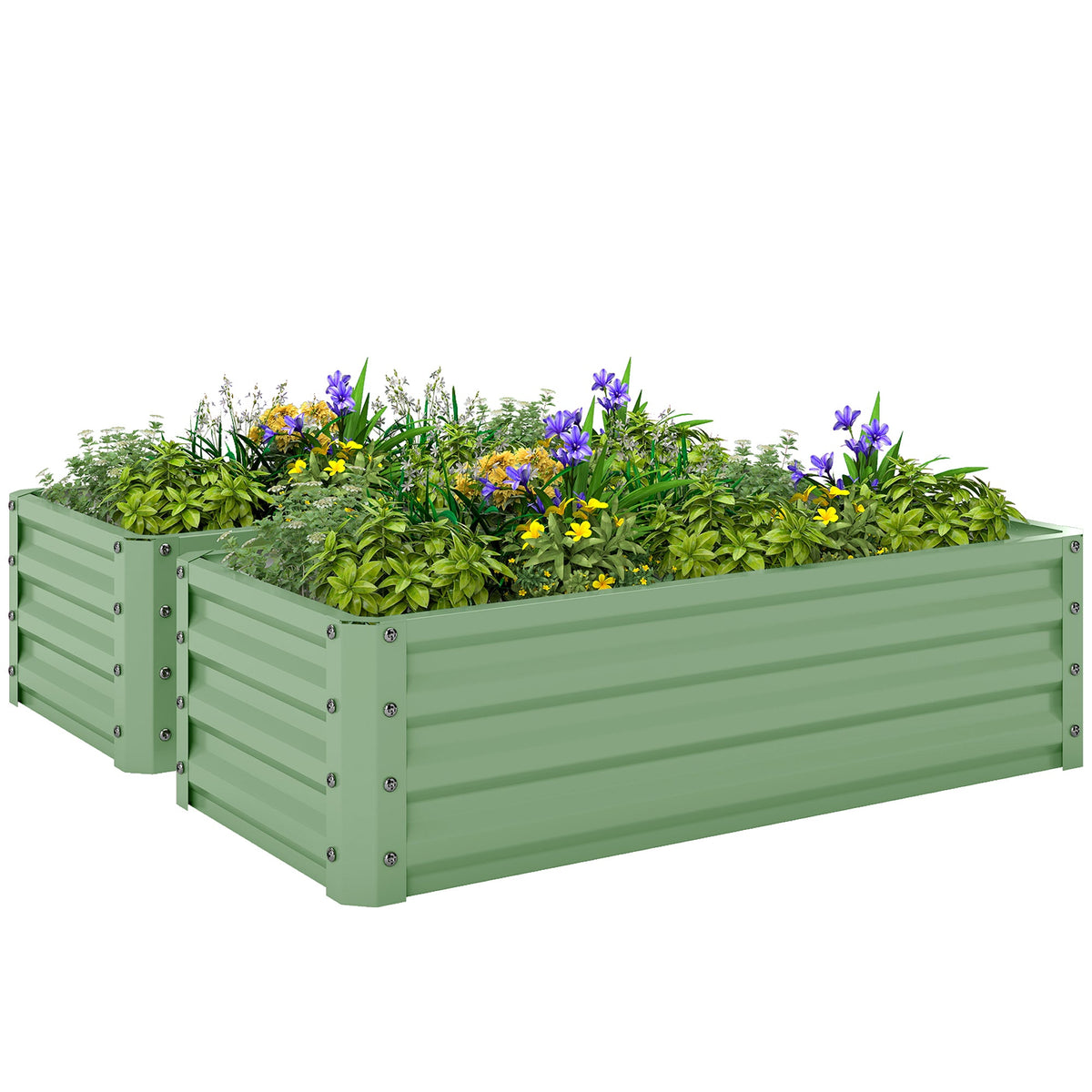 Set of 2 Raised Garden Beds, 110 x 50 x 30 cm, Light Green — product view 1