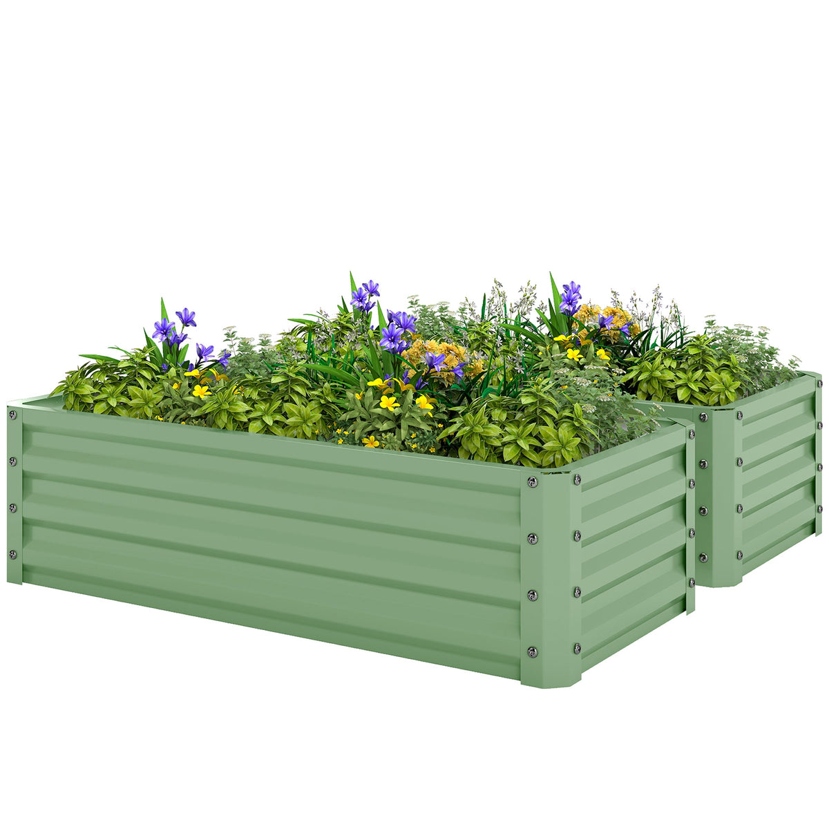 Set of 2 Raised Garden Beds, 110 x 50 x 30 cm, Light Green — product view 2