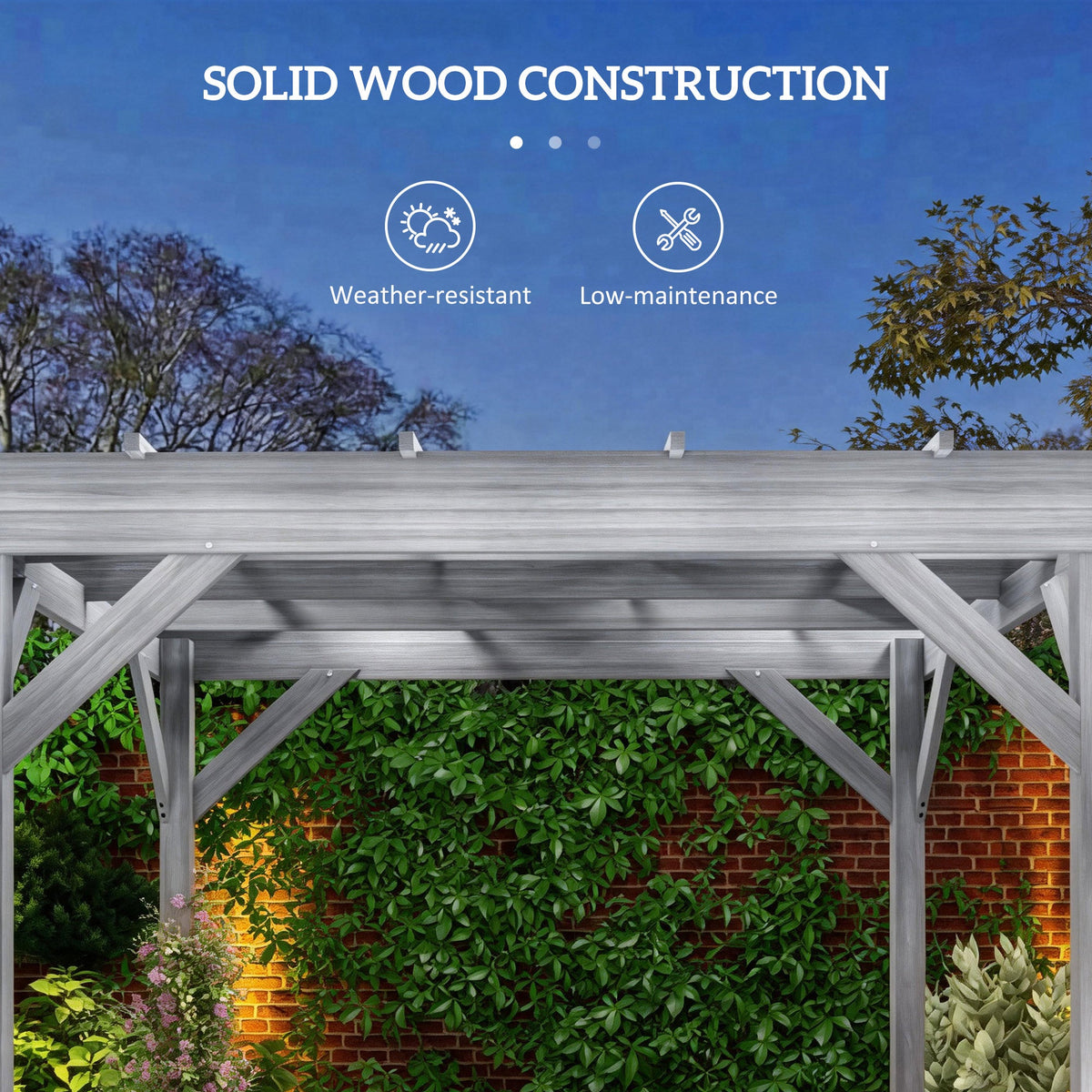 PerArbor 3 x 3 m Grey Wooden Pergola Kit with Stable Frame for Climbing Vines — product view 6