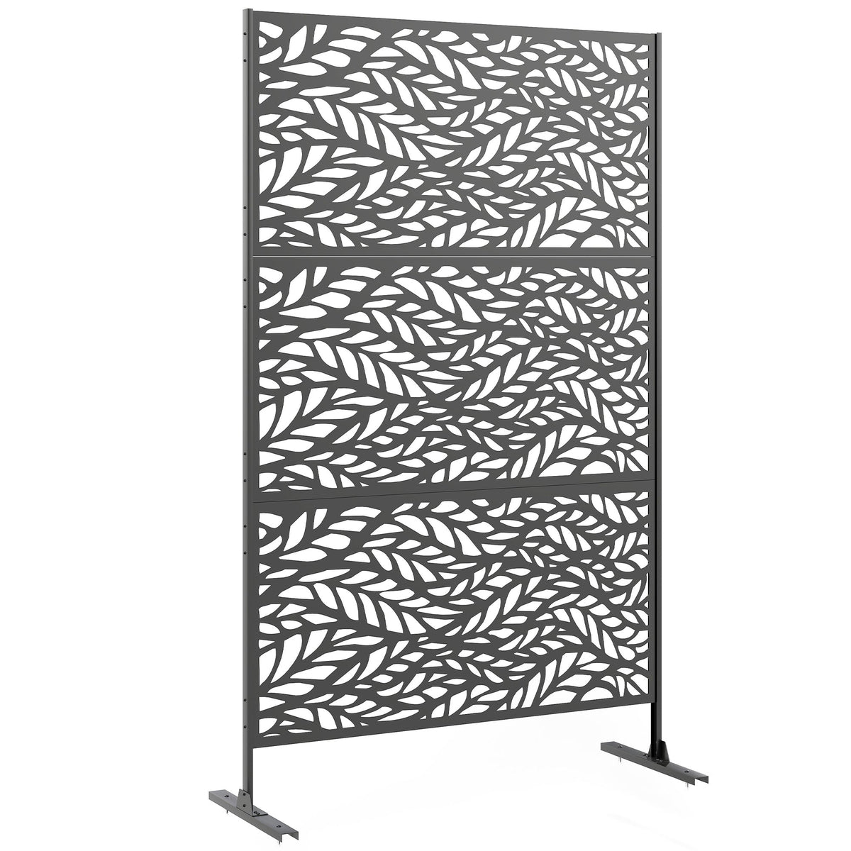 78" x 48" Metal Outdoor Privacy Screen, Willow Branch Design, Black — product view 1