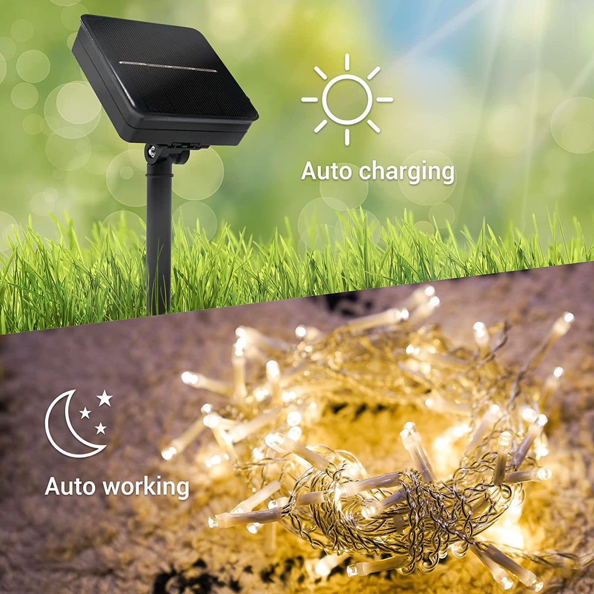 LOUNGE YARD Solar String Lights Outdoor 29.5FT 360 LED , Waterproof 8 Modes with Dimmer and Timer Solar Patio Lights for Patio — product view 6