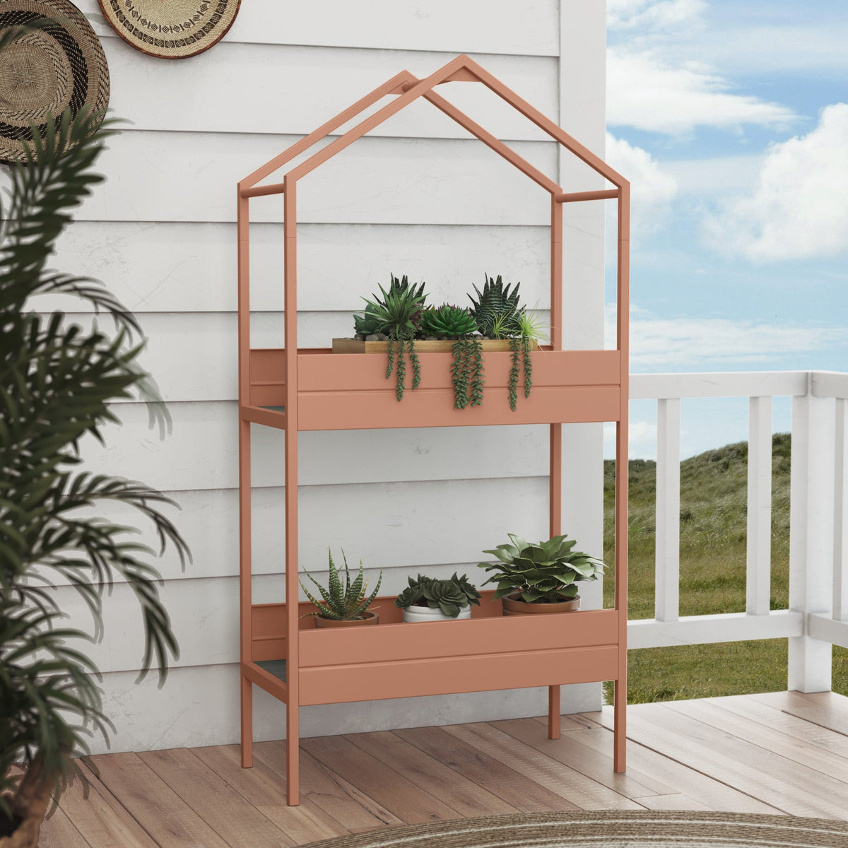 LOUNGE YARD House-shaped Plant Stand, 2 Tier Metal Plant Shelf — product view 4