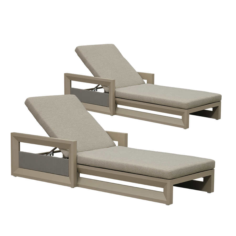 PURPLE LEAF Caesar Outdoor Chaise Lounge 2 in 1 Design Reclining Lounger Chair with Cushion Deluxe Aluminum Oversize Pool Lounge Chairs with Armrests & Backrest for Patio Poolside Backyard — product view 1