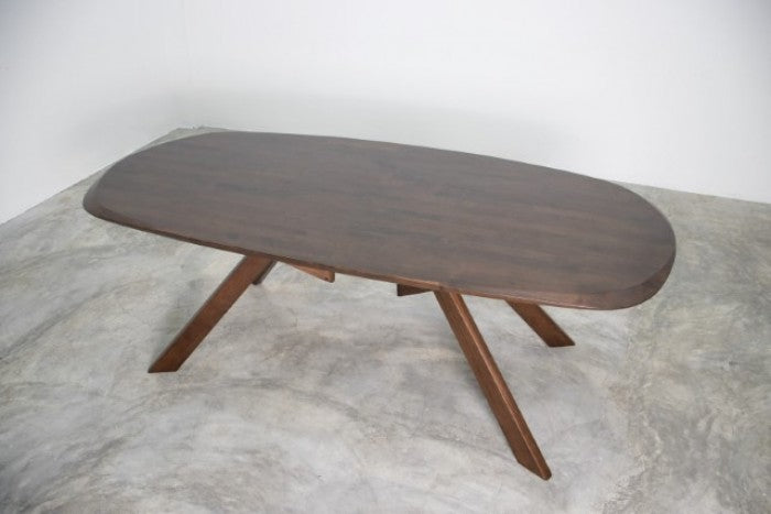 Furniture of America Sargans Rich Walnut Finish Wood Mid-Century Modern Oval Dining Table 7-Piece Set – FM30006WN-OT-7PC-04WN — product view 2