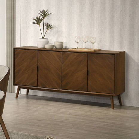 Hillerod Rich Walnut Finish Mid-Century Modern Buffet Sideboard Server Cabinet – FM32004WN-SV — product view 1