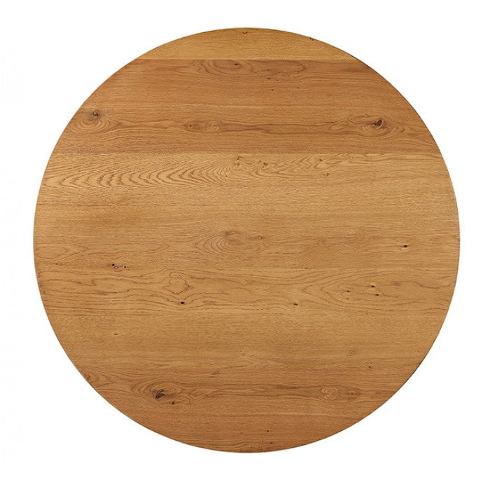 5 pc Athan 48" Round Oak Finish Top and Black Base Dining Table Set – FM37018BK-RT-5PC19BK — product view 2