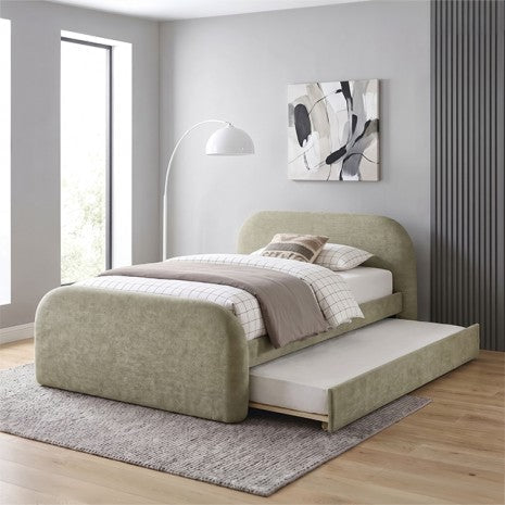 Vanni Green Fabric Upholstered Full Rounded Top Trundle Bed – FM72028GR-F — product view 1