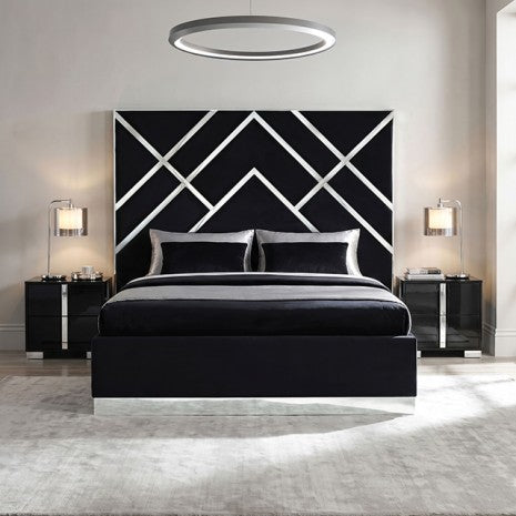 Stavola Silver/Black Tufted Fabric Upholstered Queen Bed – FM77006SVBK — product view 1