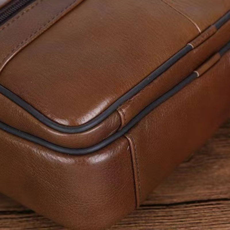 LoungeYard | Leather Men’s Shoulder Bag – Spacious Cowhide Bag with Adjustable Strap — product view 7