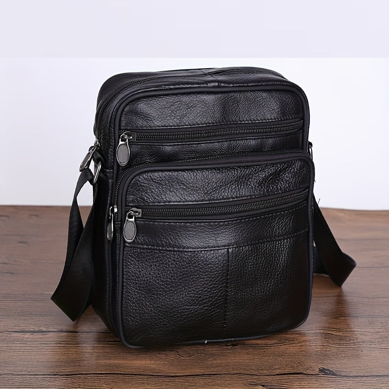LoungeYard | Leather Men’s Shoulder Bag – Spacious Cowhide Bag with Adjustable Strap — product view 1